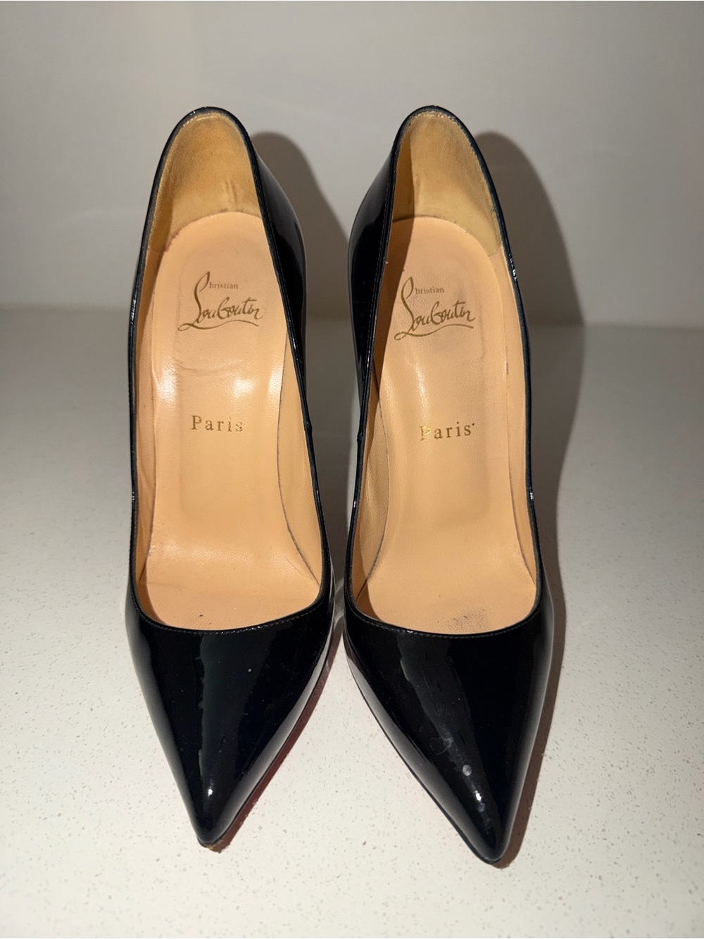 Christian Louboutin Black Patent Pointed-Toe Stilettos